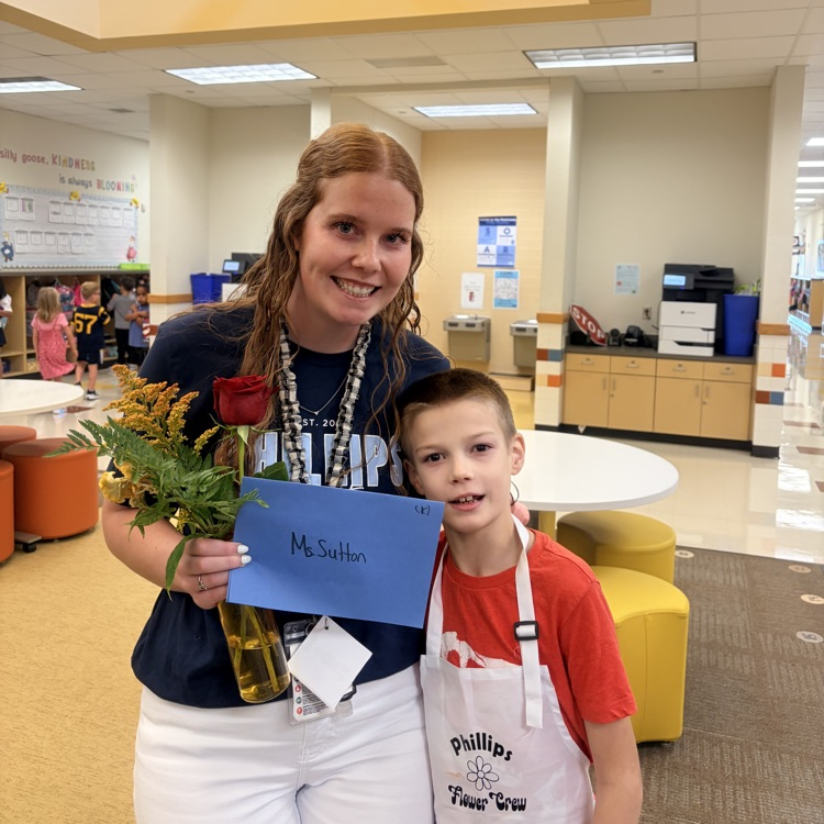 teacher and flowers