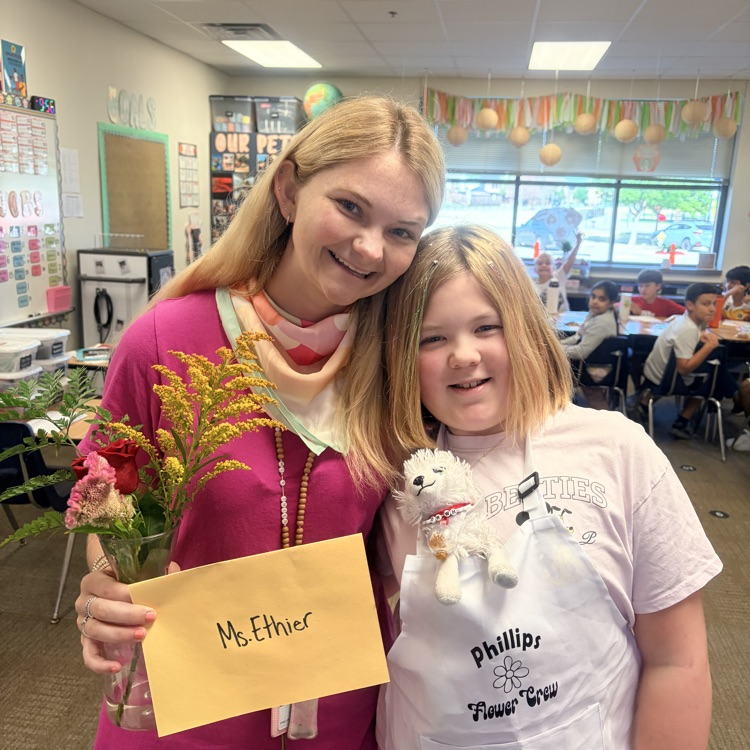 teacher and flowers