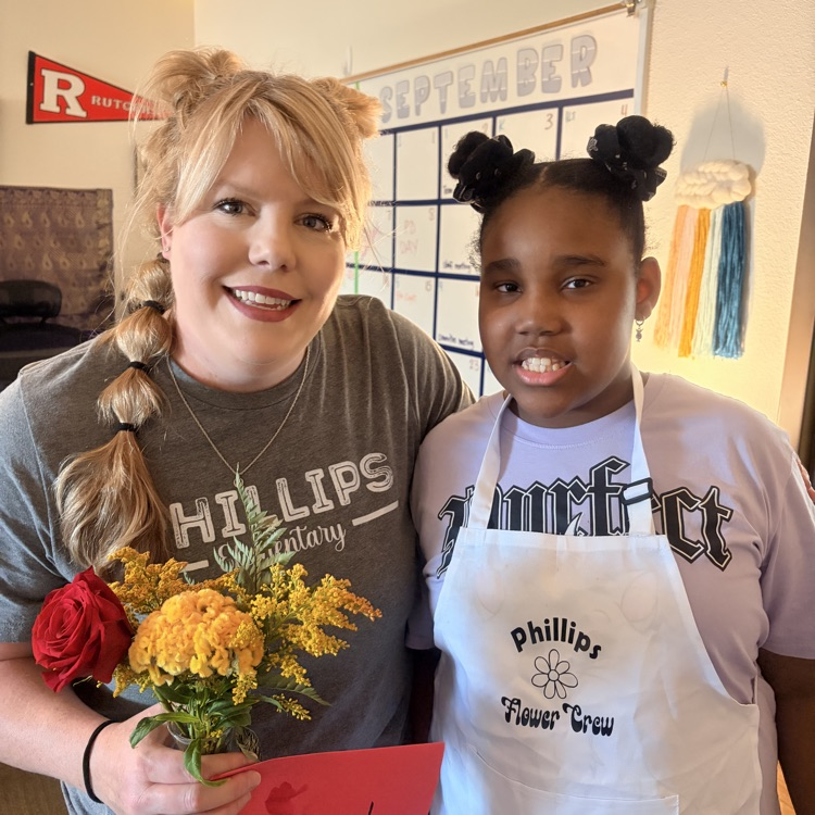 teacher and flowers