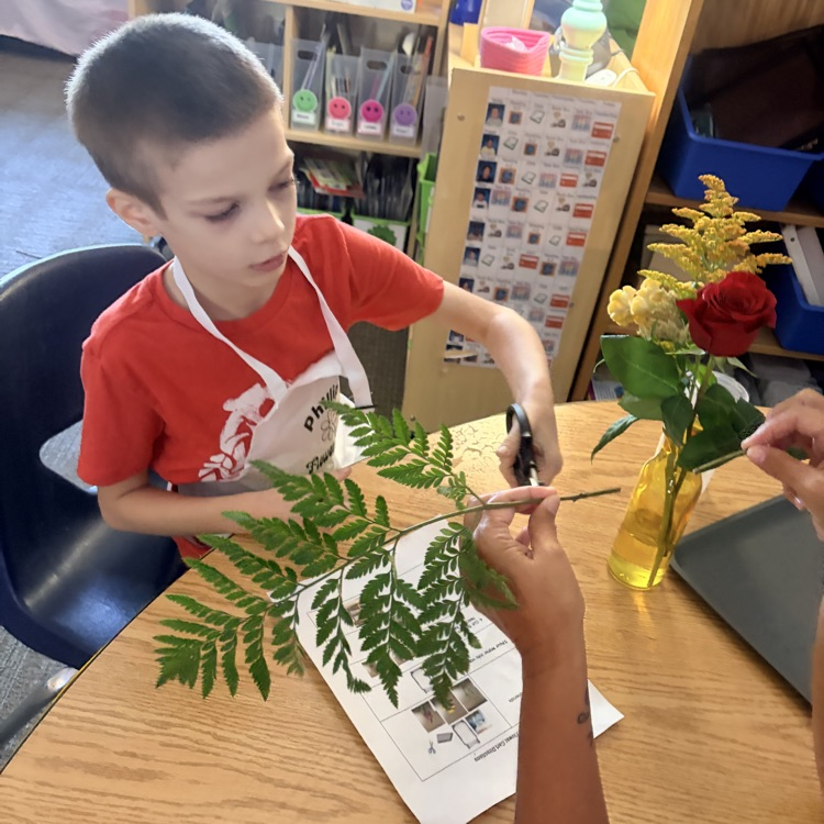 students and flowers