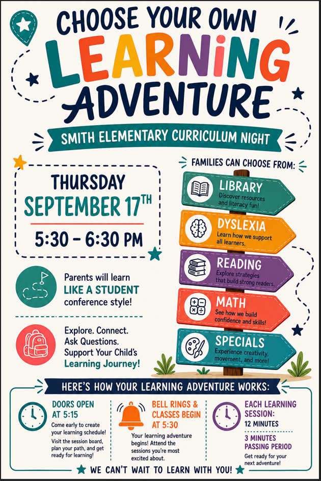 curriculum night flyer with highlights