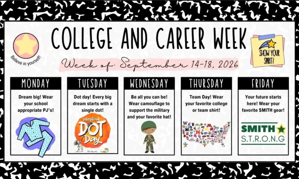 College and Career Week dress up days flyer