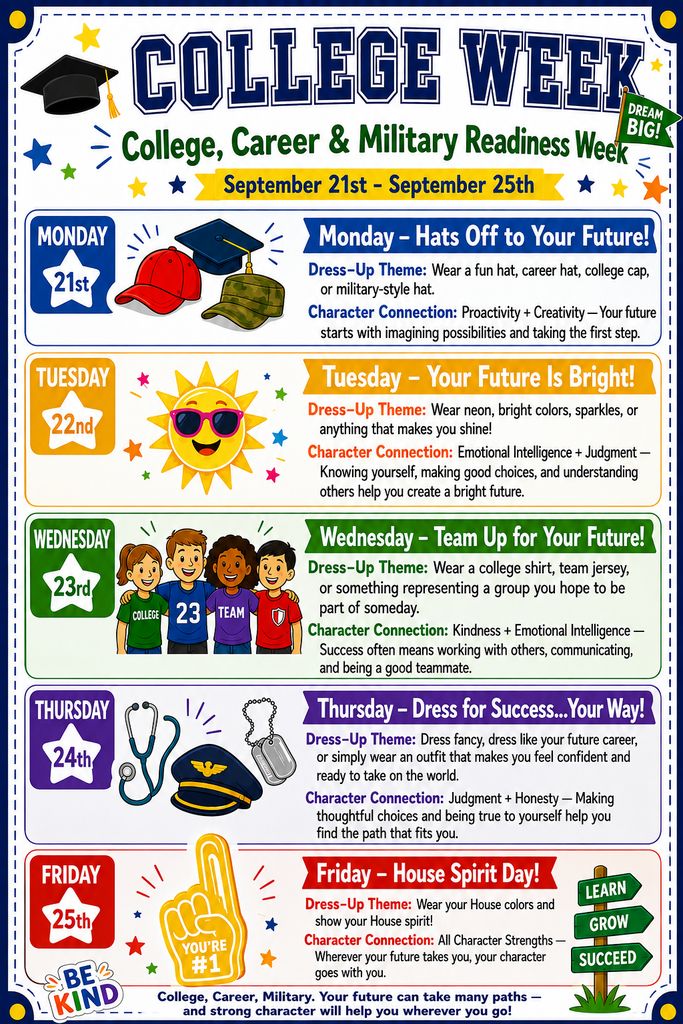 College, Career, & Military Readiness Week Dress Up Days