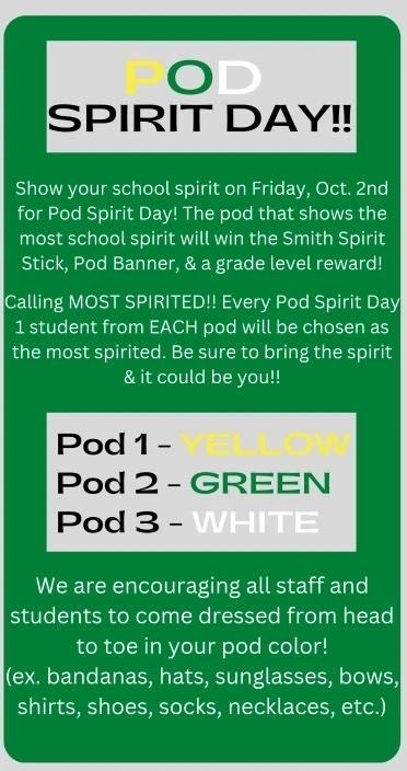 Pod Spirit Day Flyer
