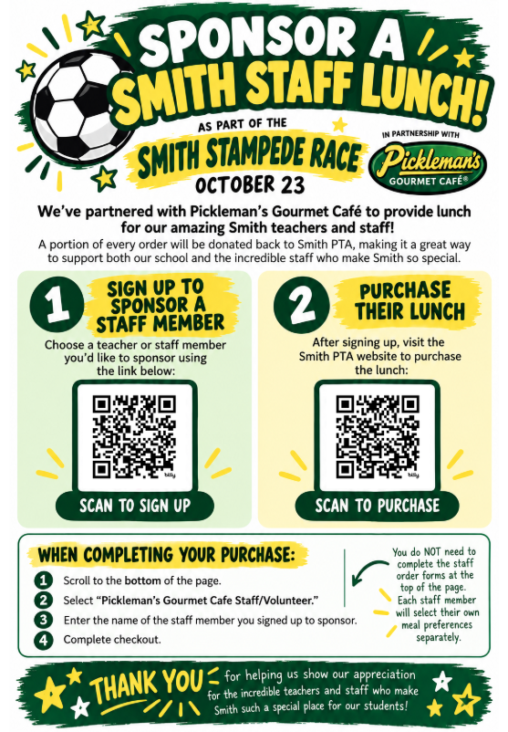 Sponsor a Smith Staff Lunch Flyer