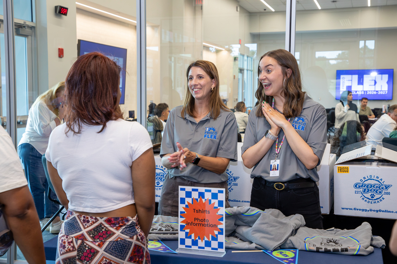 Frisco Flex staff welcome parents and students.