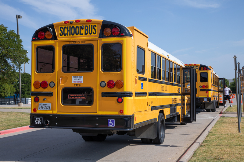 The exterior of a bus