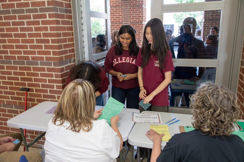 Students register to vote at Centennial.