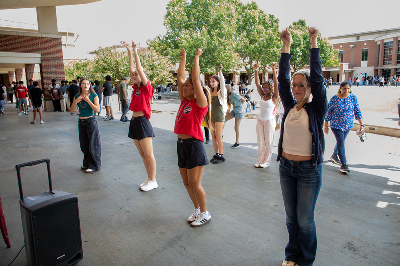 Students dance at Centennial's America 250.