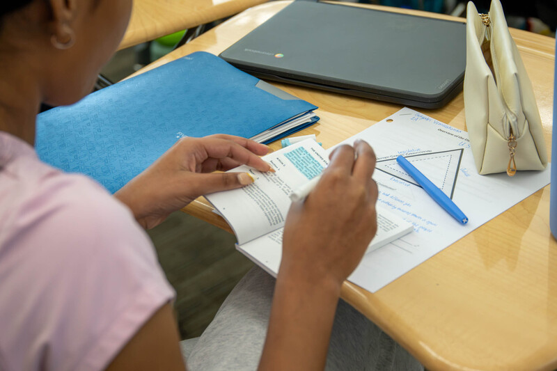 Students highlight in their pocket Constitutions.