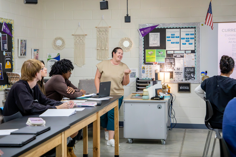 The teacher instructs during the Animal Science class.