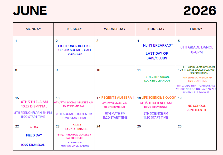 June 2026 Exam Schedule