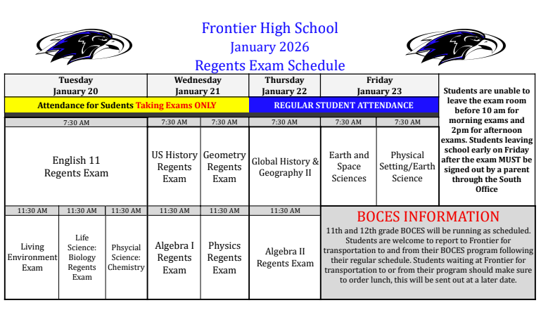 2026  Regents Schedule