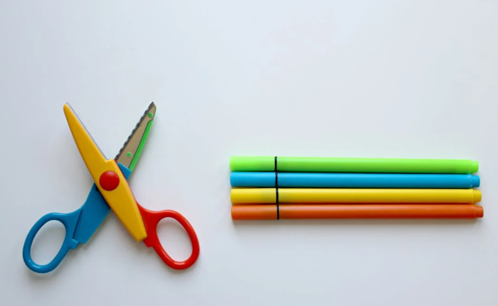 A colorful set of school supplies