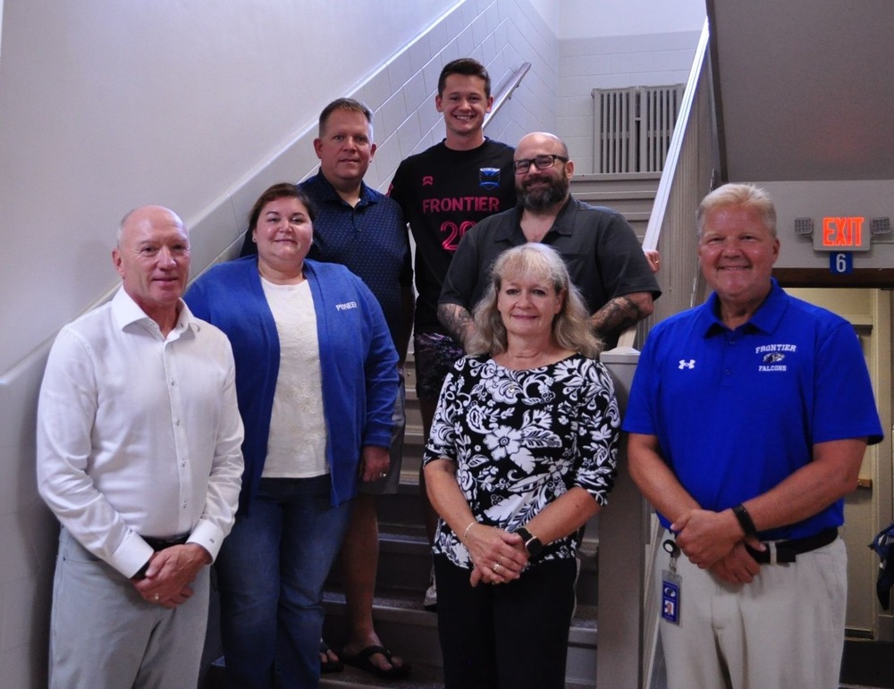 Alma Ceccarelli and her family are joined by Frontier School Board Vice President John Cordier and Superintendent Christopher J. Swiatek.