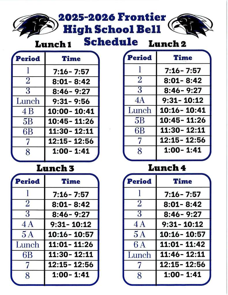 High School Bell Schedule Graphic