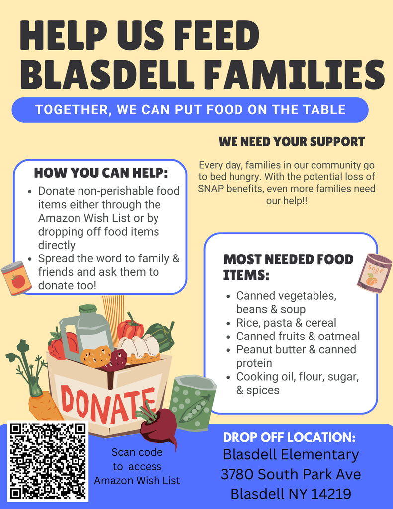 Flyer about Blasdell Food Donations