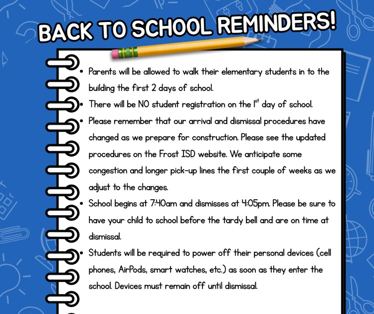 Bqck to School Reminders