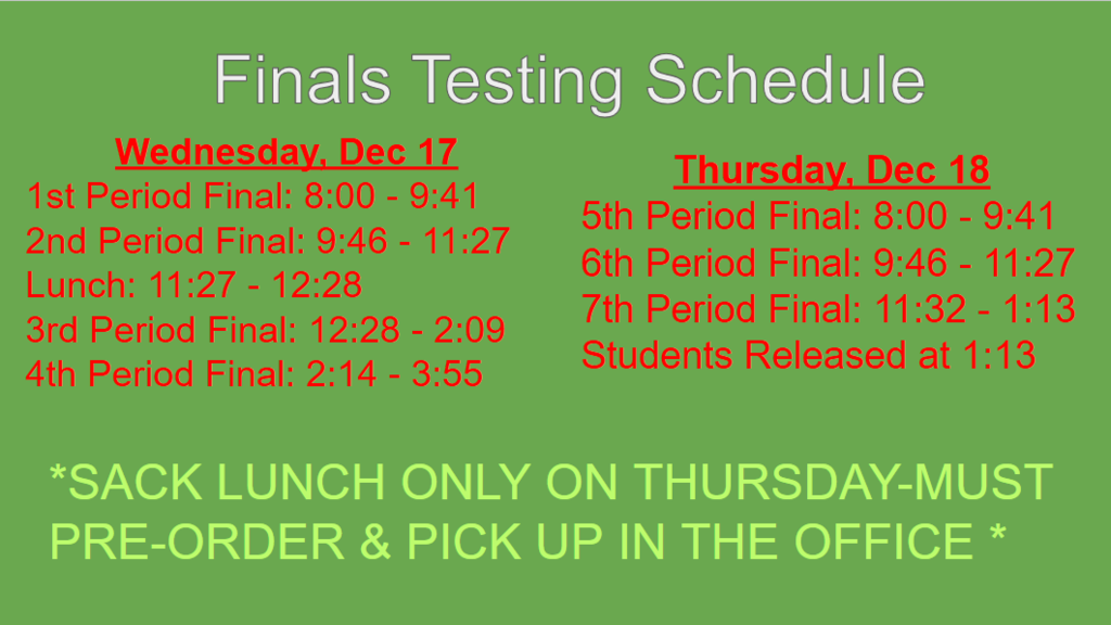 Finals Schedule