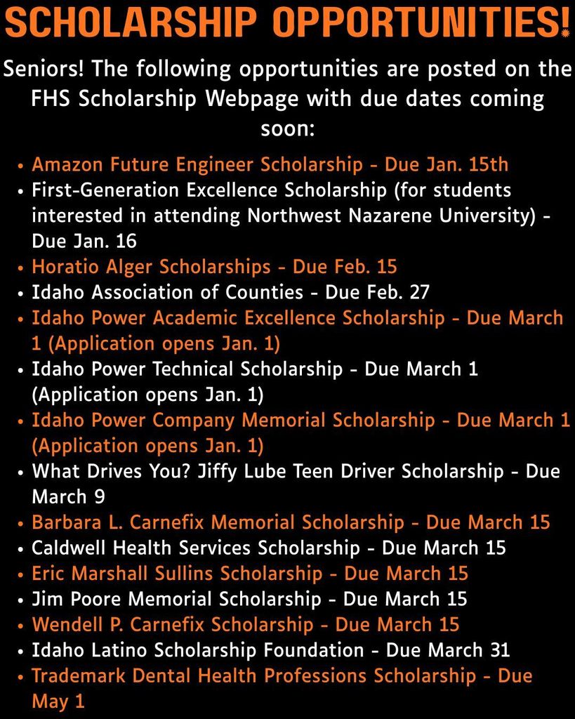 List of Scholarship Opportunities
