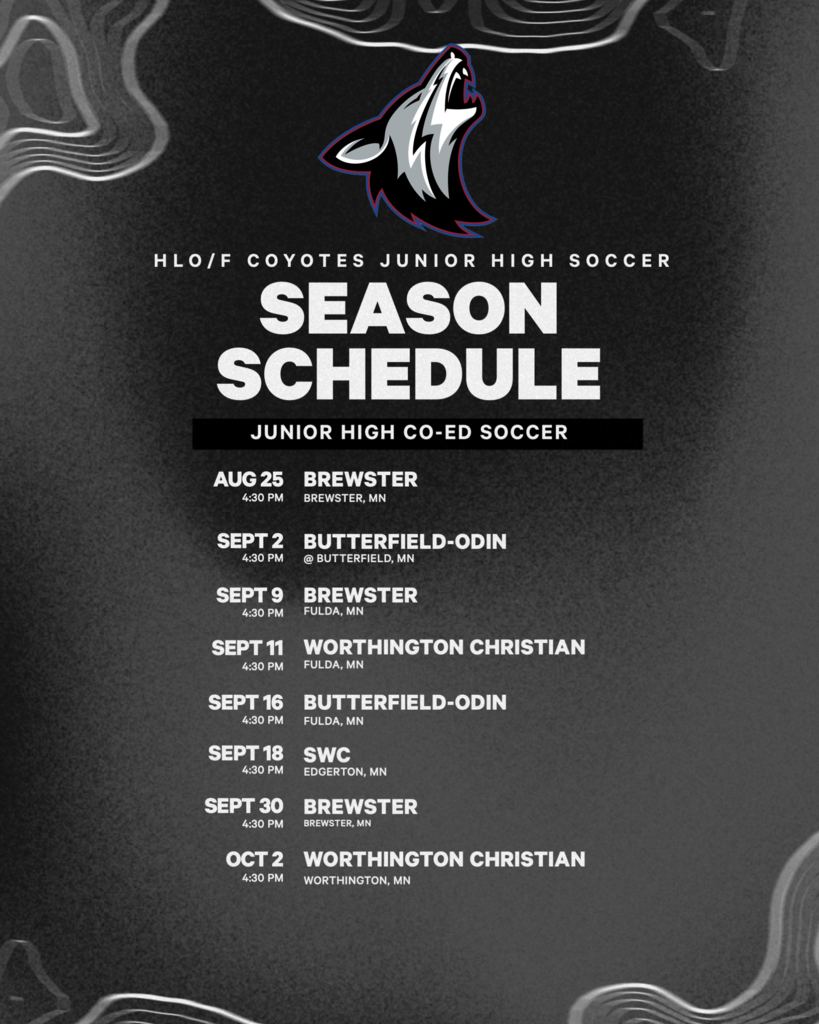 Junior High Co-Ed Soccer Schedule