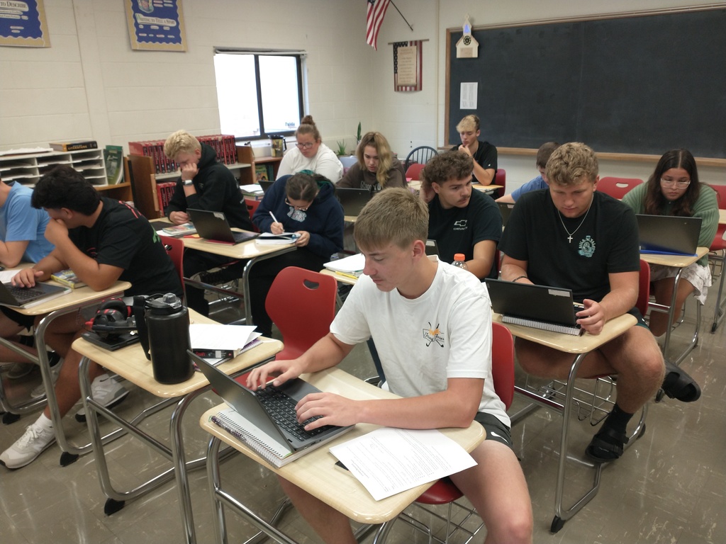 Junior Class working on research papers