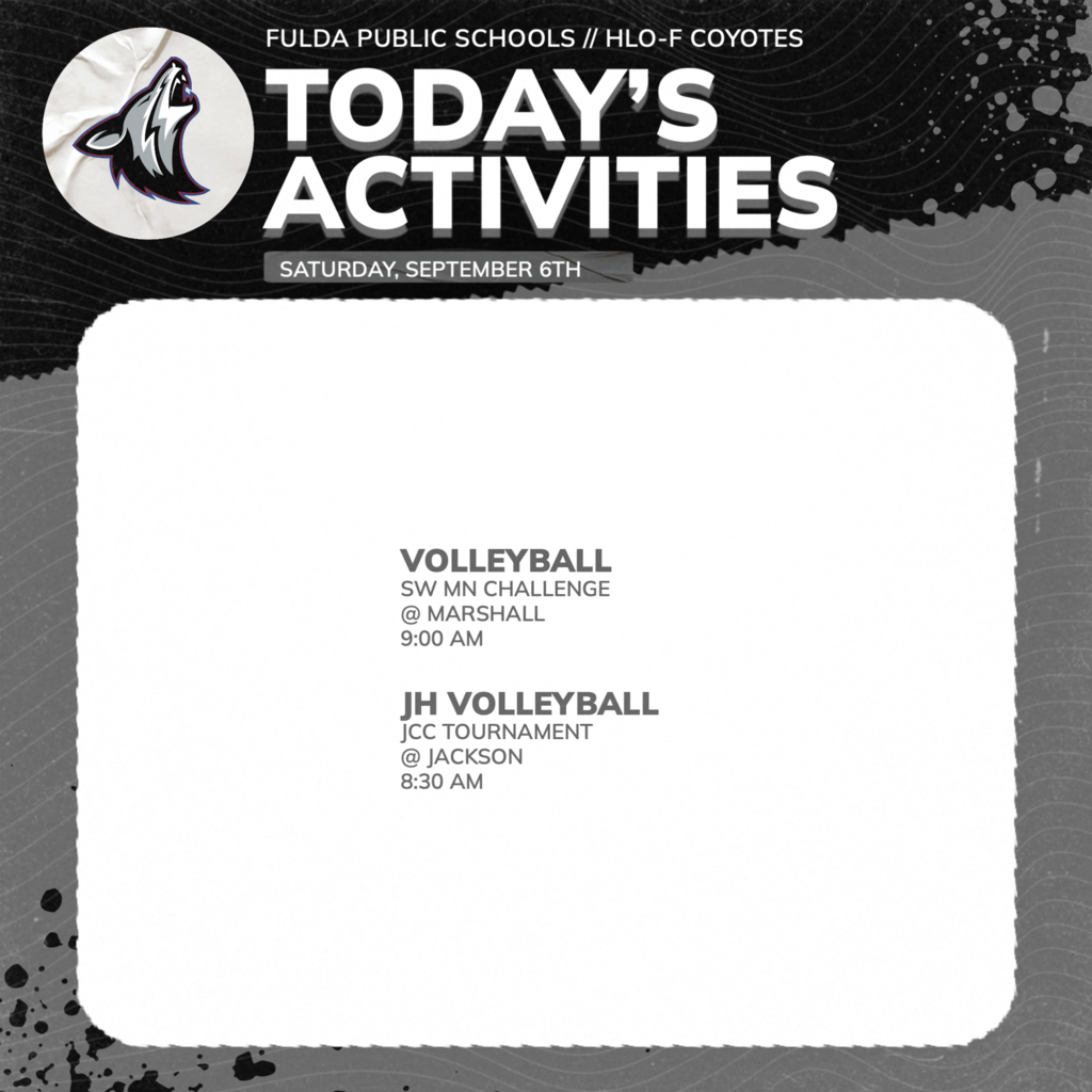 Activities Schedule for Saturday, September 6th