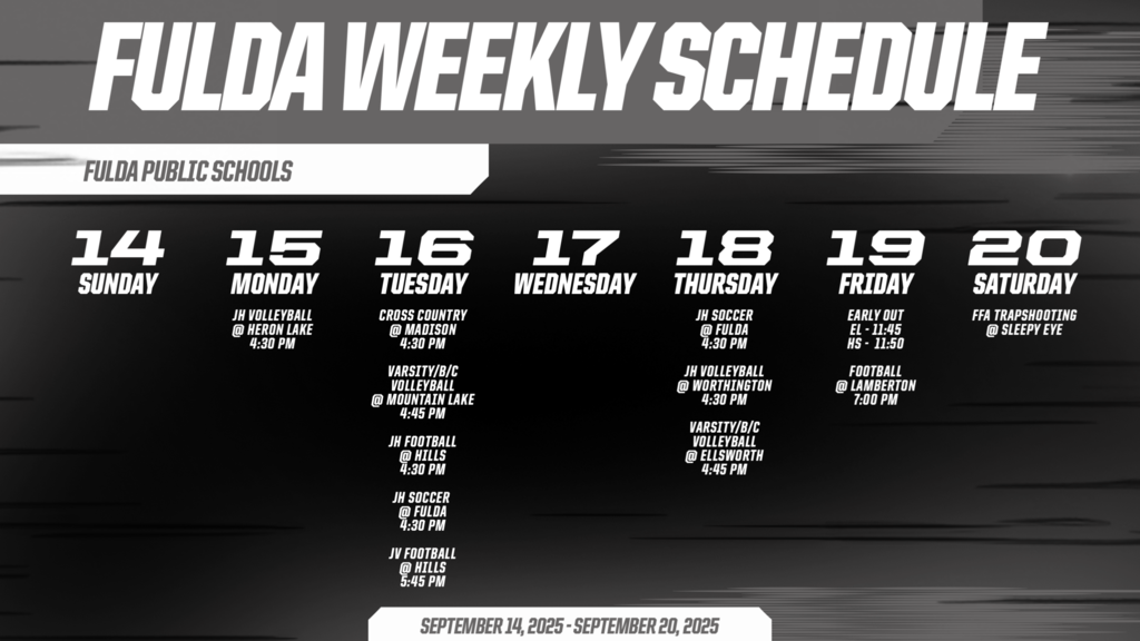 Weekly Schedule September 14-20