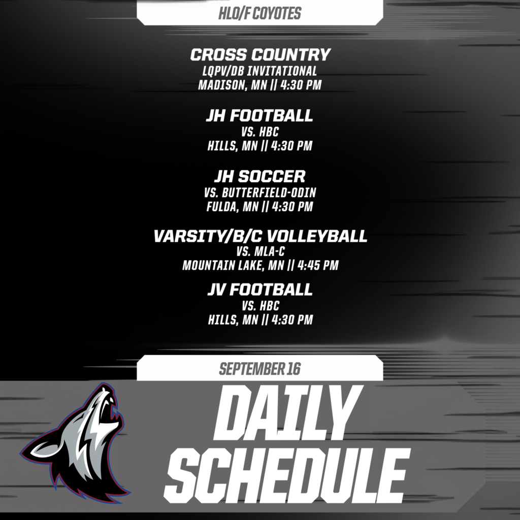 Daily Schedule - September 16