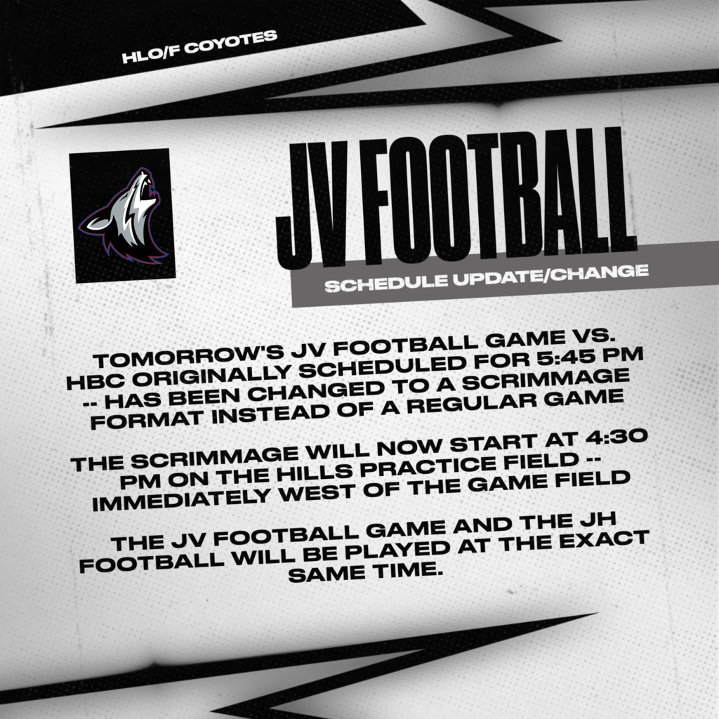 Schedule Change for JV Football