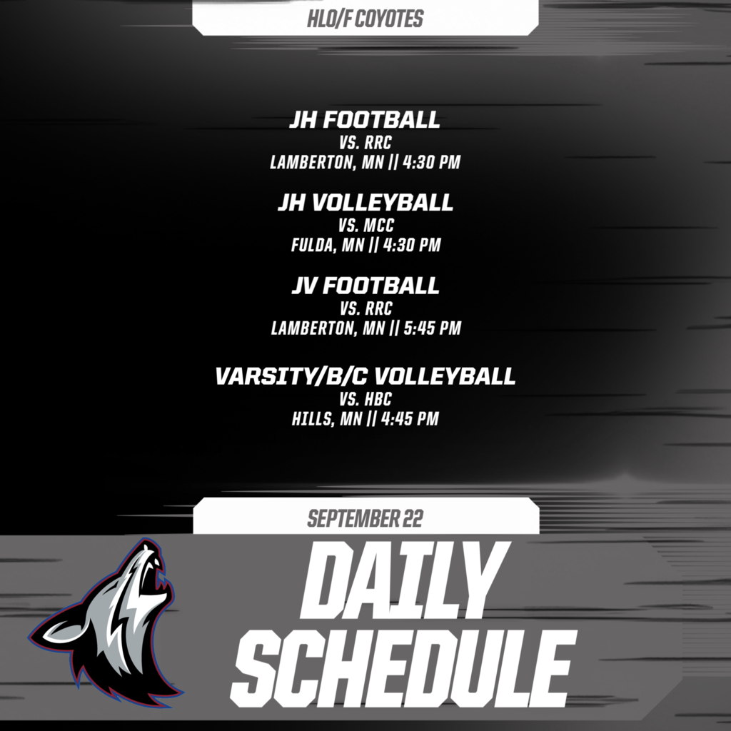 Daily Schedule for 9/22