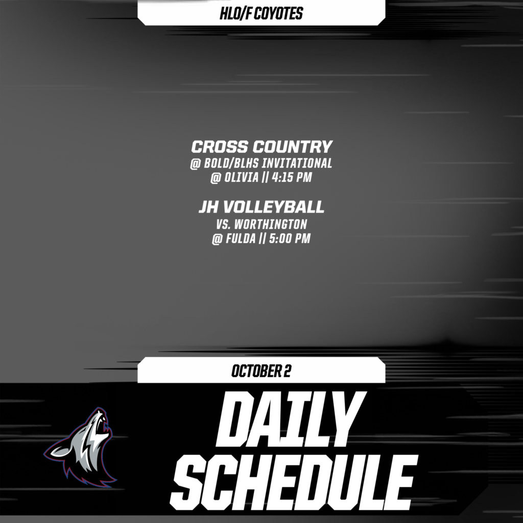 OCTOBER 2 DAILY SCHEDULE