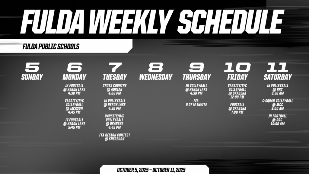 Weekly Schedule - October 5-11