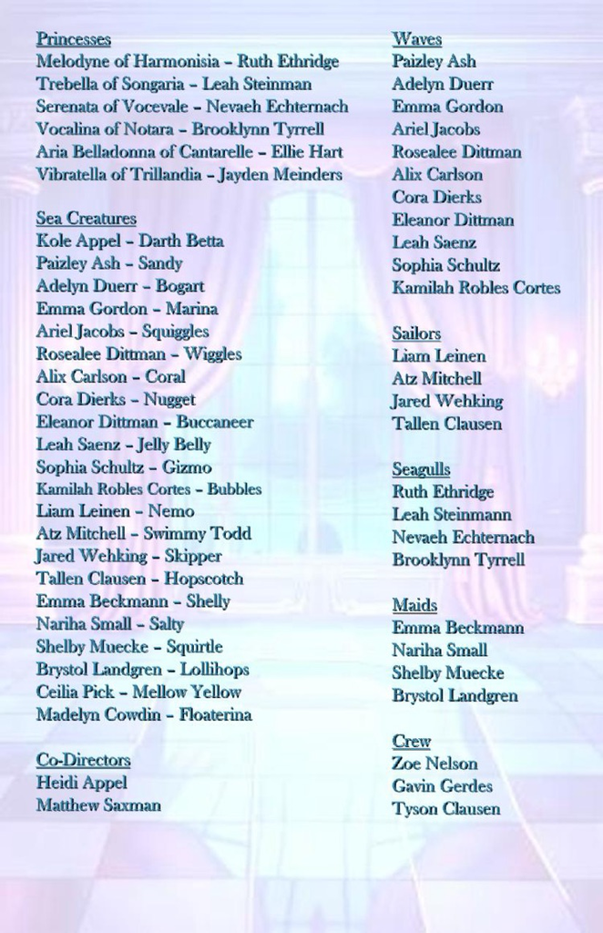Cast list 2