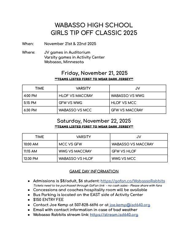 Game Info - Wabasso Tipoff