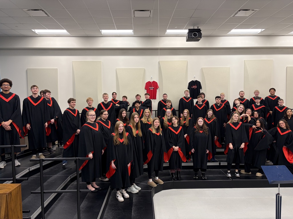 Warming up in the choir room.