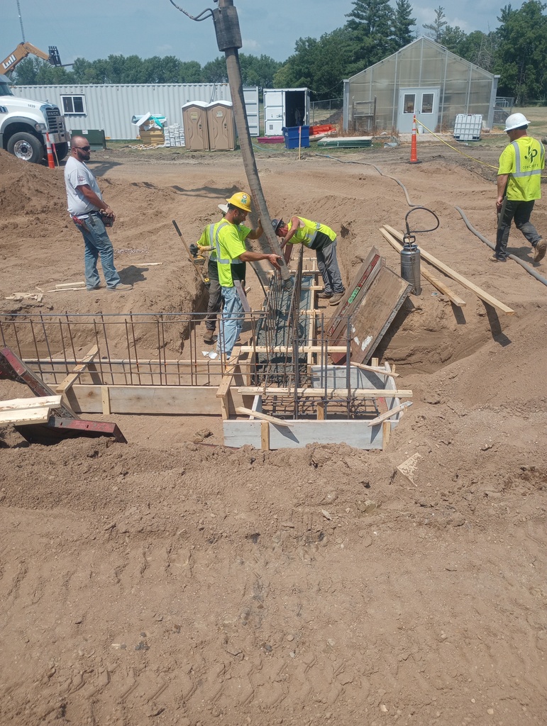 Pouring the footings.