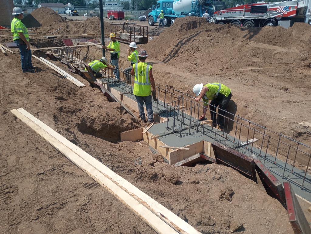 Pouring the footings.
