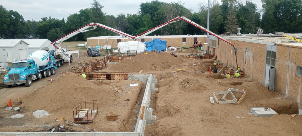 Pouring the foundation of the north addition.