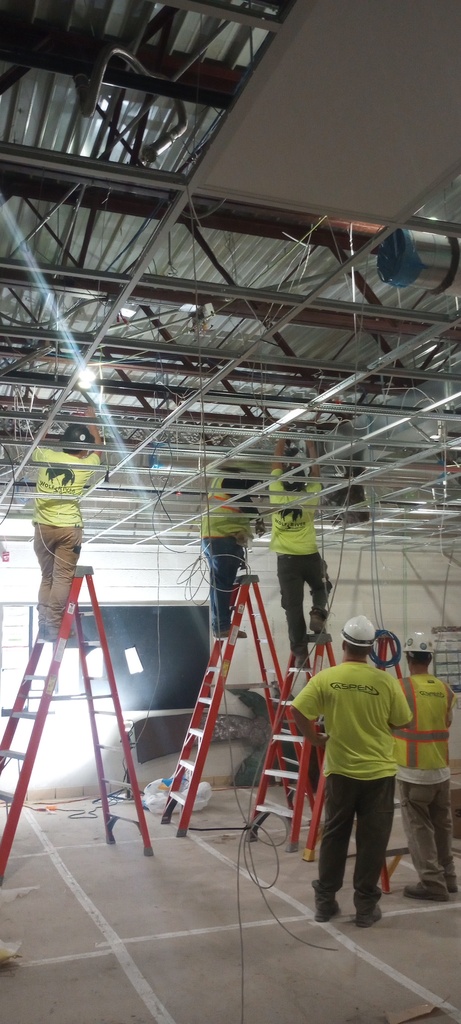 Wiring for the new LED lights in the Agriculture classroom.
