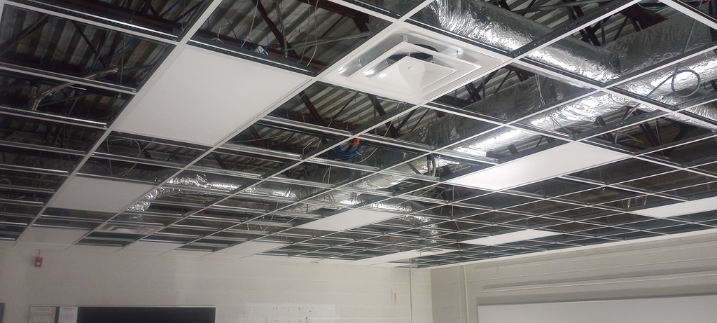 Ductwork, room vents and LED lights have been installed in the Ag classroom along with the Band and Choir rooms.