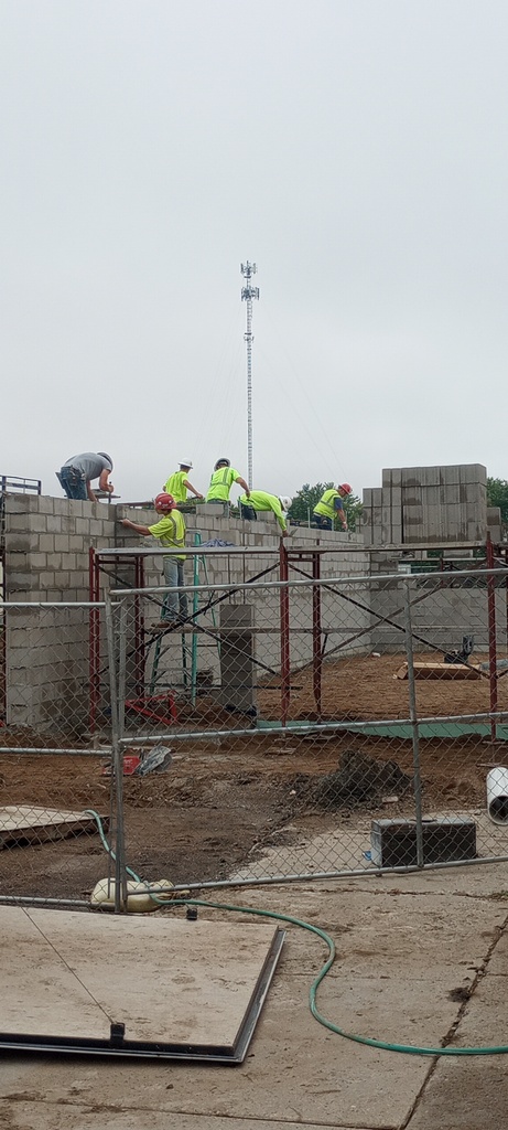 Wood Shop wall construction.