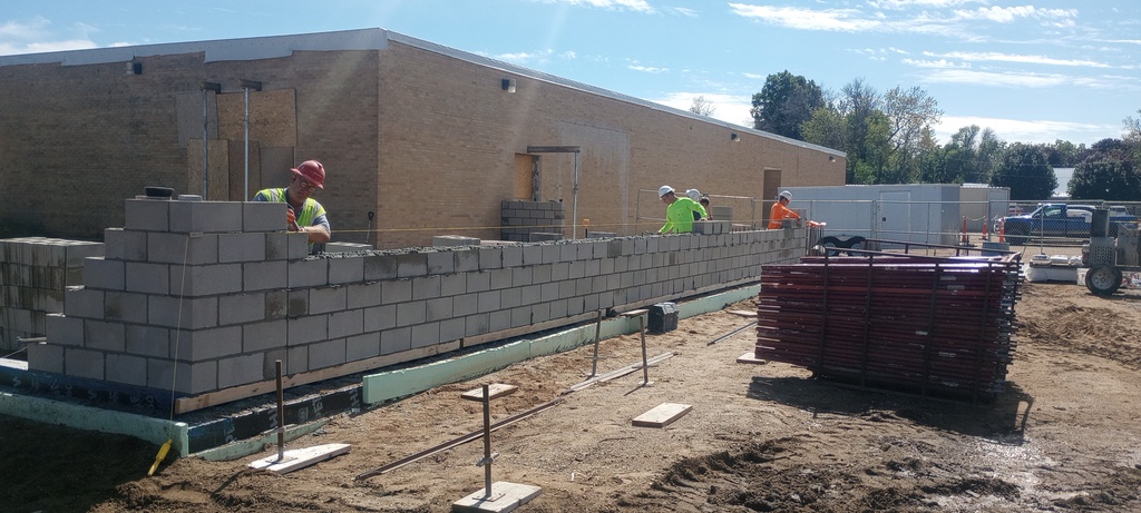 Wood Shop wall construction.