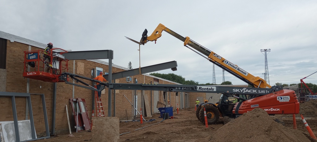 Structural steel placement.