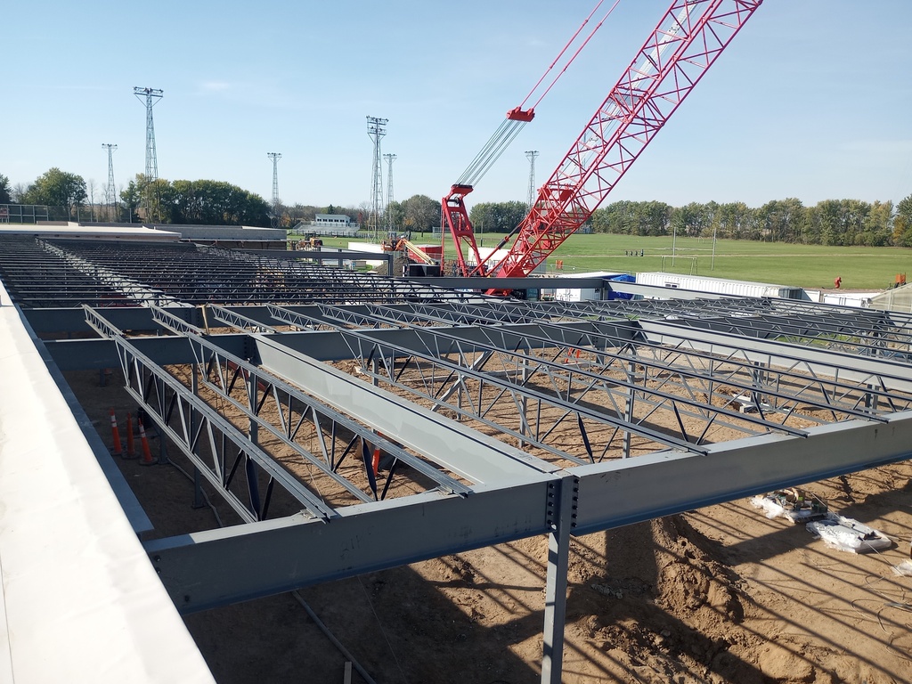 North Addition structural steel and bar joists in place.