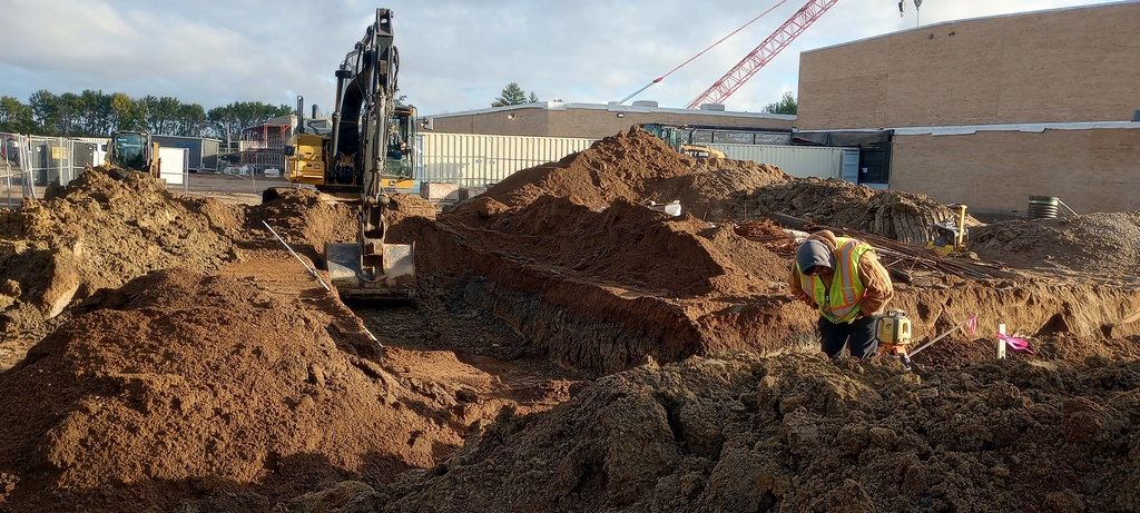Footings being dug for Gym/Storm Shelter.