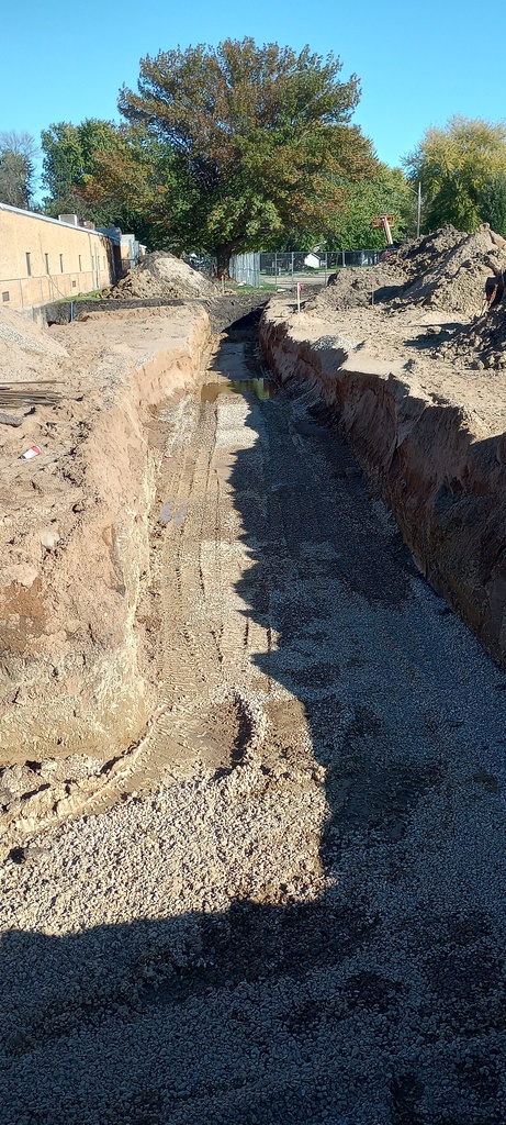 Preparing for Gym/Storm Shelter footings.