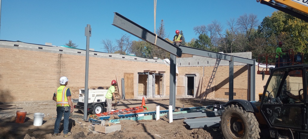 Structural steel work on South Addition.
