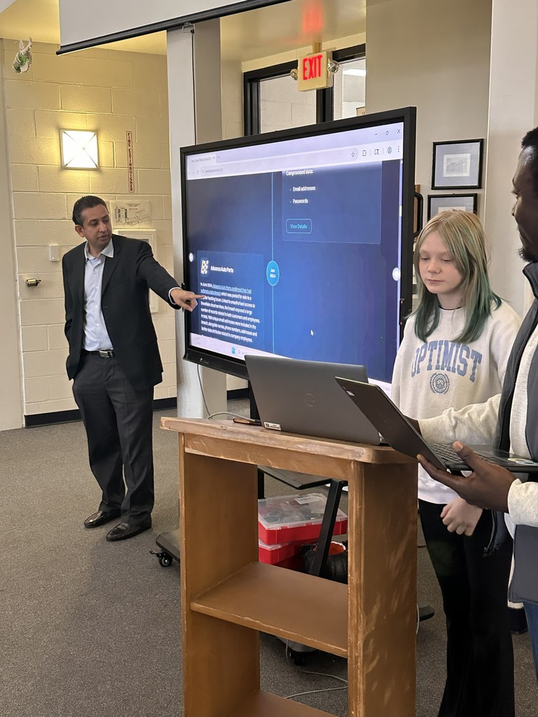 Cuba Middle/High School hosted Western Illinois University professor Dr. Tahir Khan and WIU Cybersecurity Club president Tim Laryea for an exciting Cybersecurity Workshop.