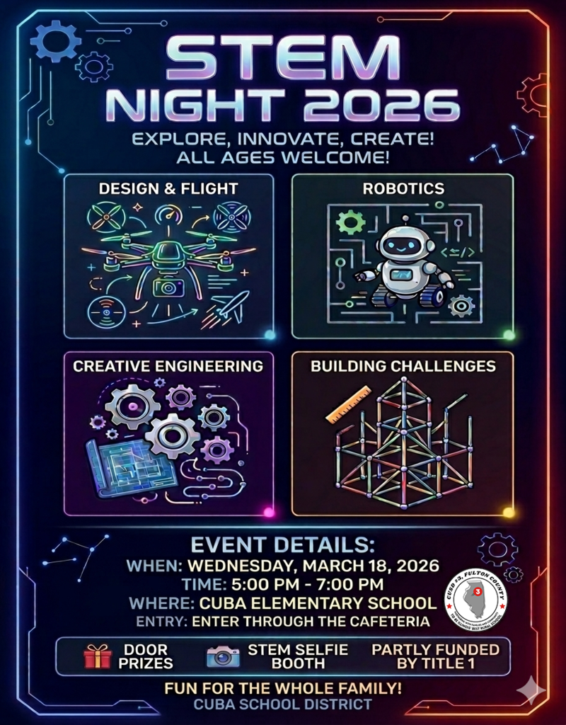 STEM night flyer for March 18, 2026